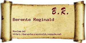 Berente Reginald névjegykártya